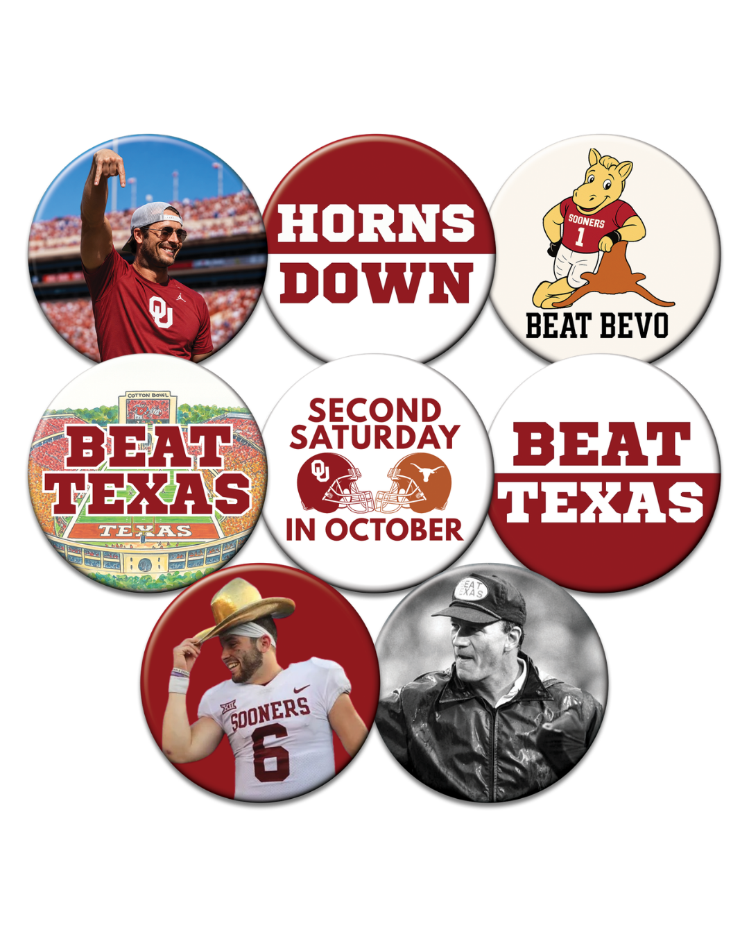 OU/Texas Game Day Buttons