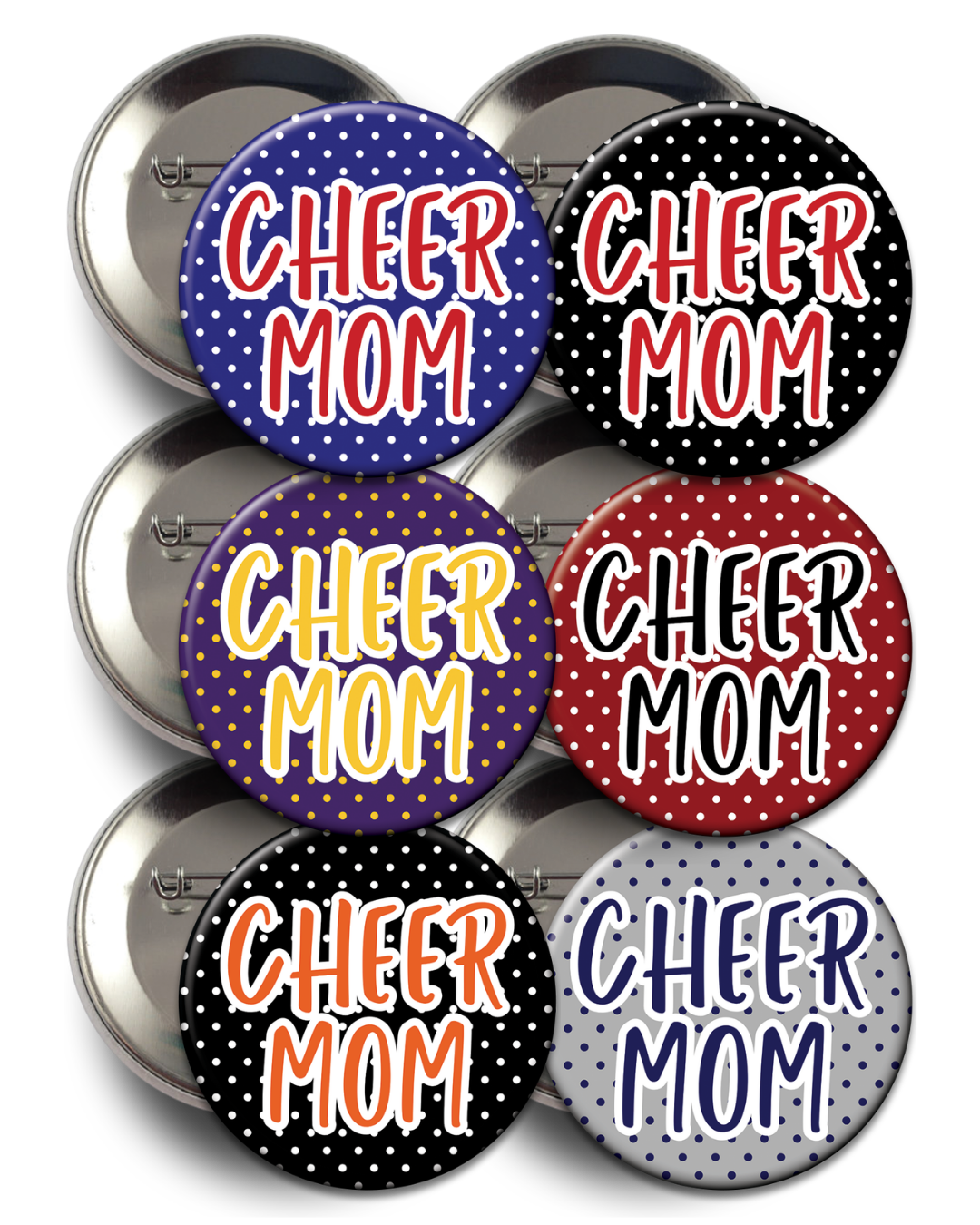"Cheer Mom" Polka Dot Button
