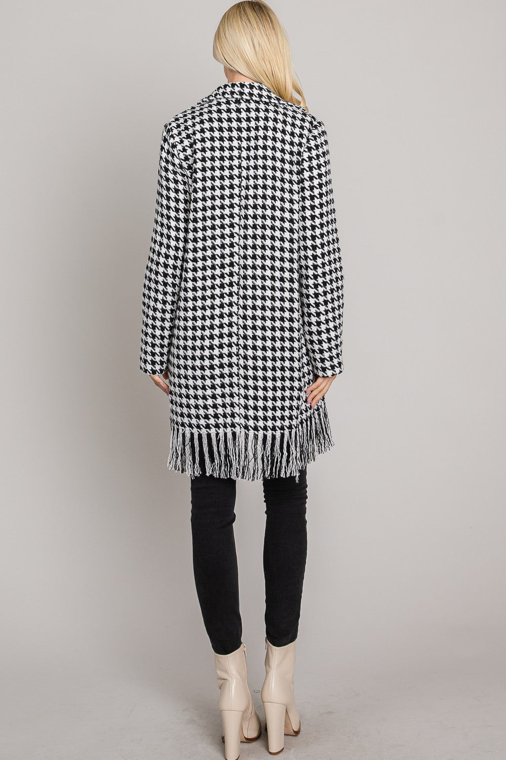 Take Me Away Houndstooth Tweed Coat