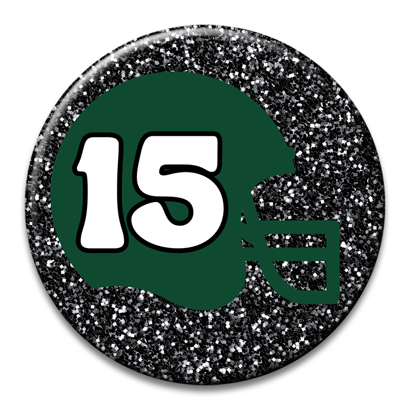 Custom Number Football Helmet Glitter Button
