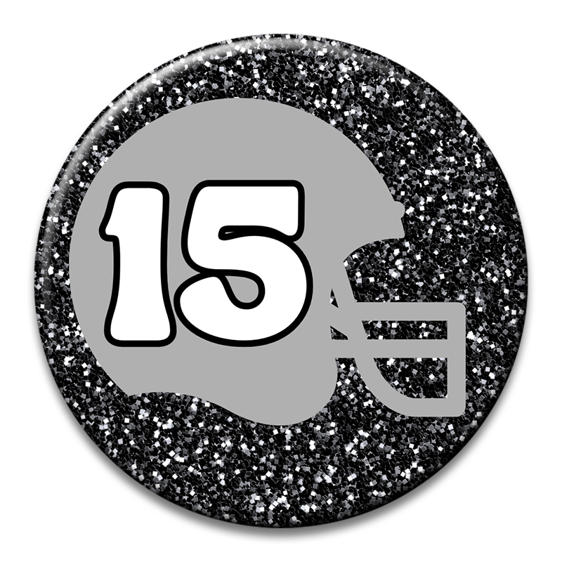 Custom Number Football Helmet Glitter Button