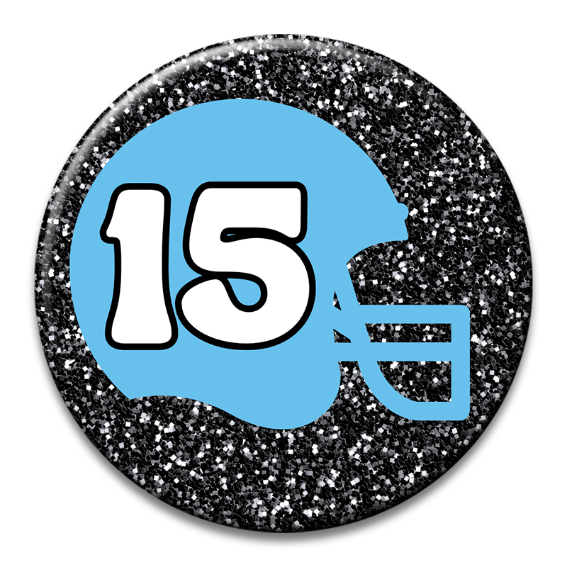 Custom Number Football Helmet Glitter Button