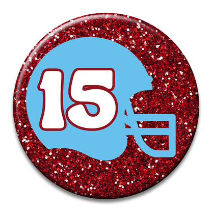 Custom Number Football Helmet Glitter Button