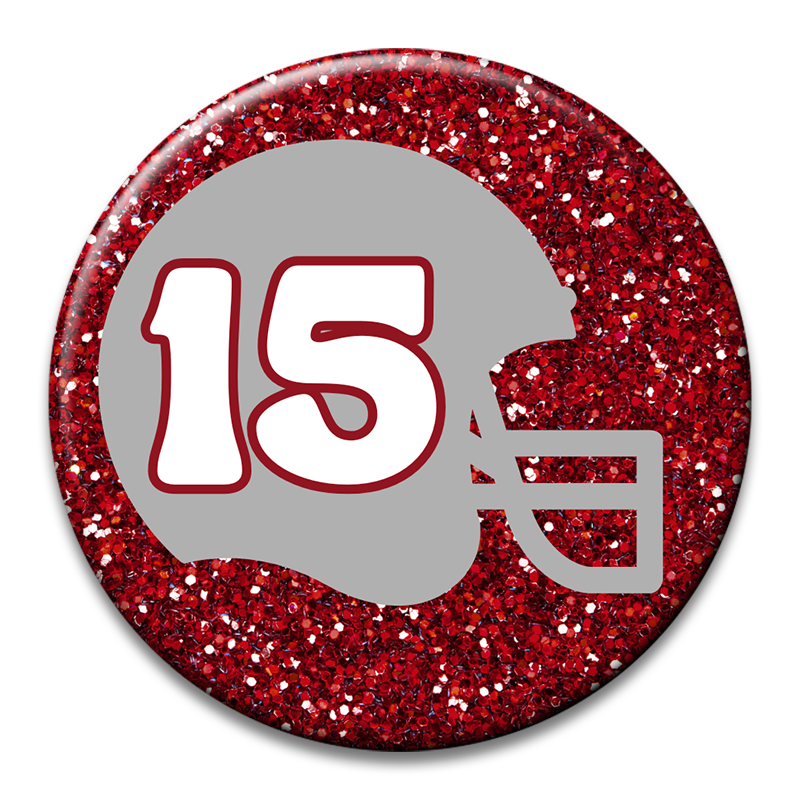 Custom Number Football Helmet Glitter Button