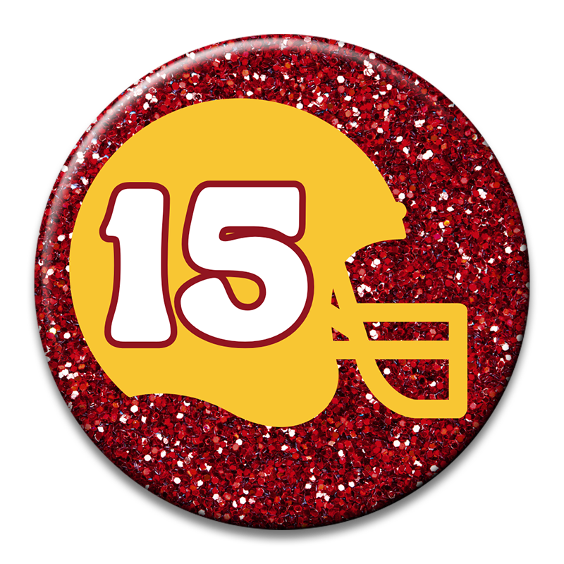 Custom Number Football Helmet Glitter Button