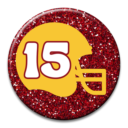 Custom Number Football Helmet Glitter Button