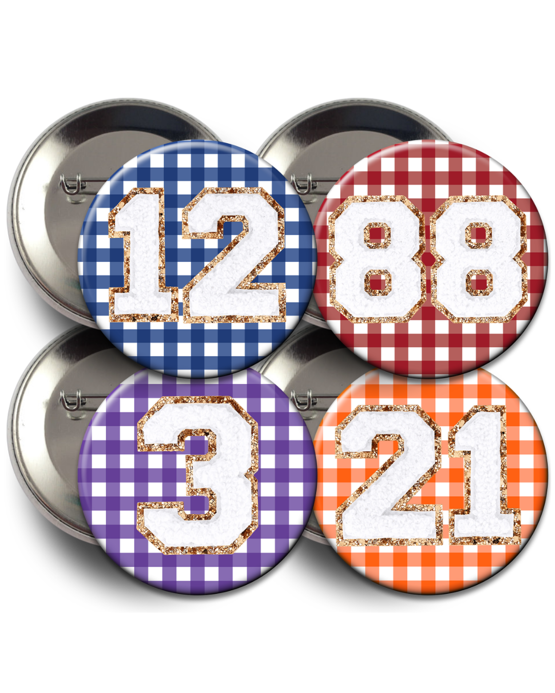Custom Number Gingham Button