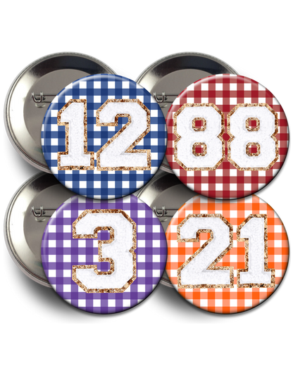 Custom Number Gingham Button