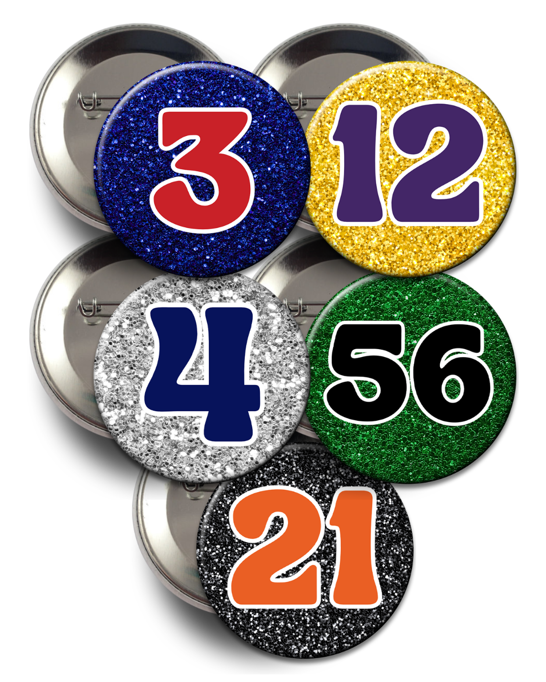 Custom Glitter Number Button