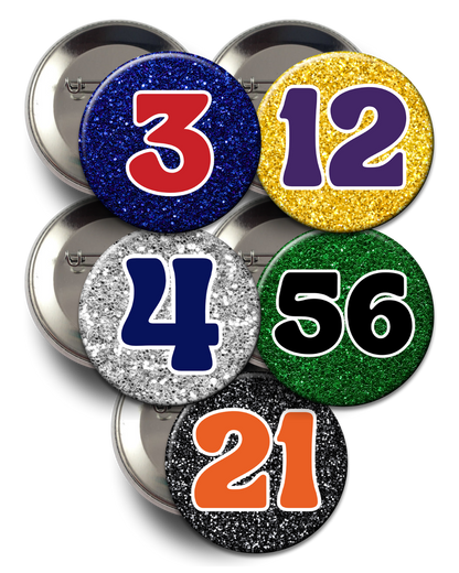 Custom Glitter Number Button