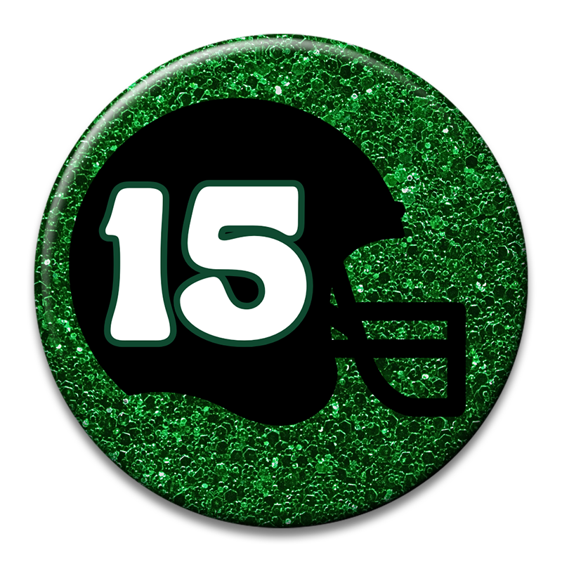 Custom Number Football Helmet Glitter Button