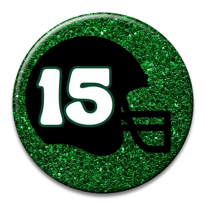 Custom Number Football Helmet Glitter Button