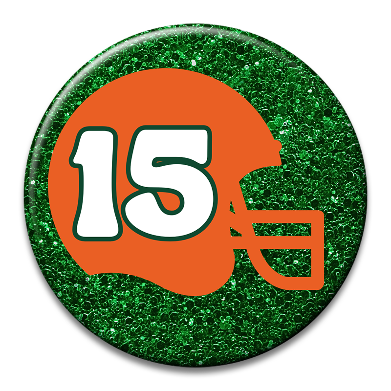 Custom Number Football Helmet Glitter Button