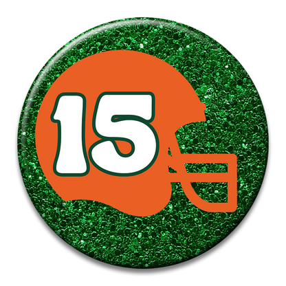 Custom Number Football Helmet Glitter Button