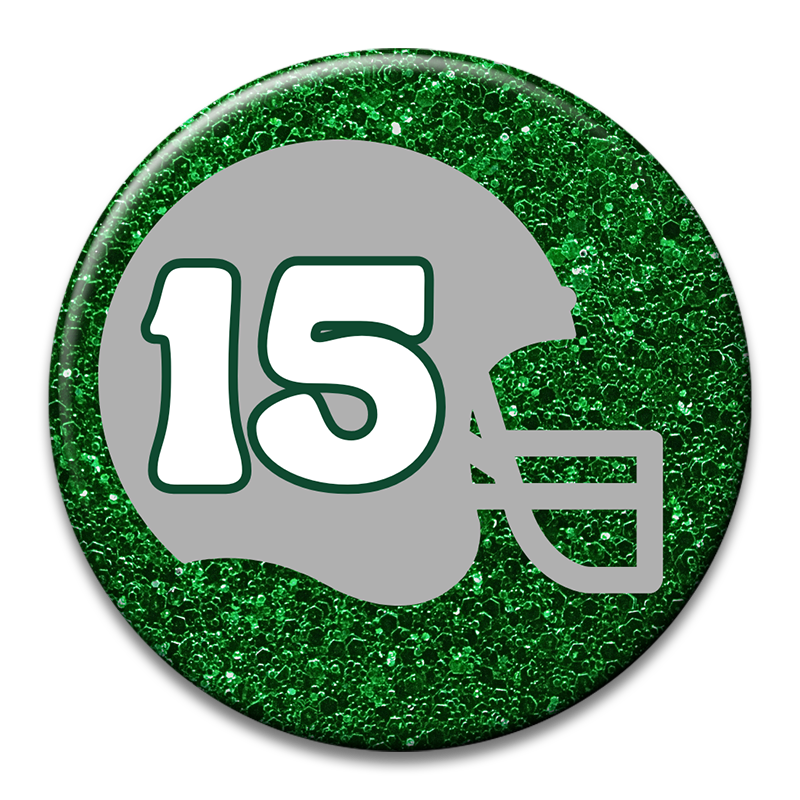 Custom Number Football Helmet Glitter Button