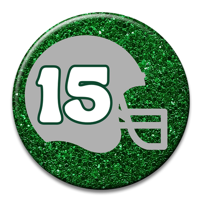 Custom Number Football Helmet Glitter Button