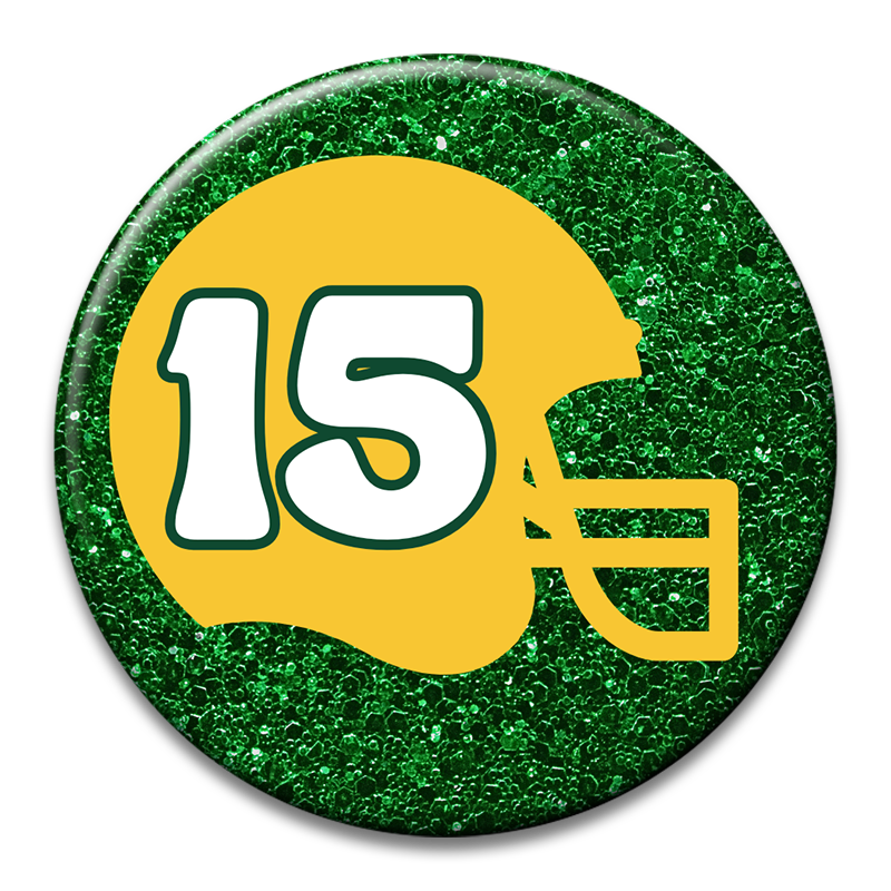 Custom Number Football Helmet Glitter Button