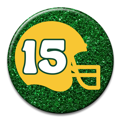Custom Number Football Helmet Glitter Button