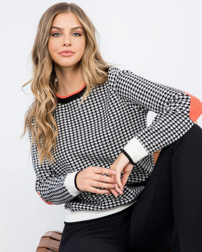 Haddie Houndstooth Knit Sweater