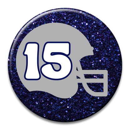 Custom Number Football Helmet Glitter Button
