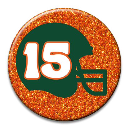 Custom Number Football Helmet Glitter Button