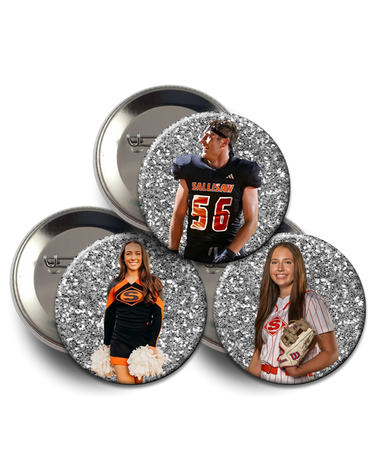 Custom Photo with Glitter Background Button