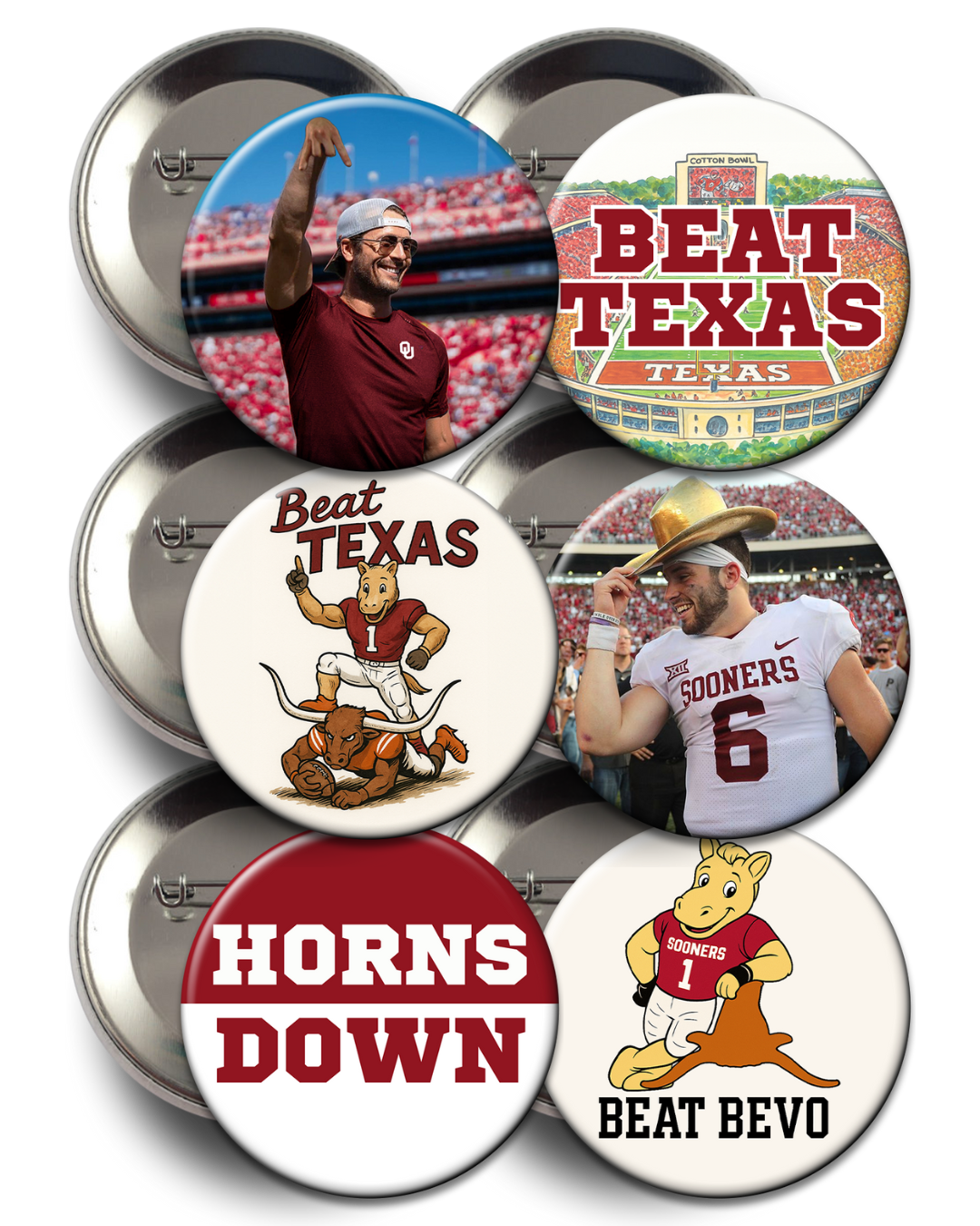 OU/Texas Game Day Buttons