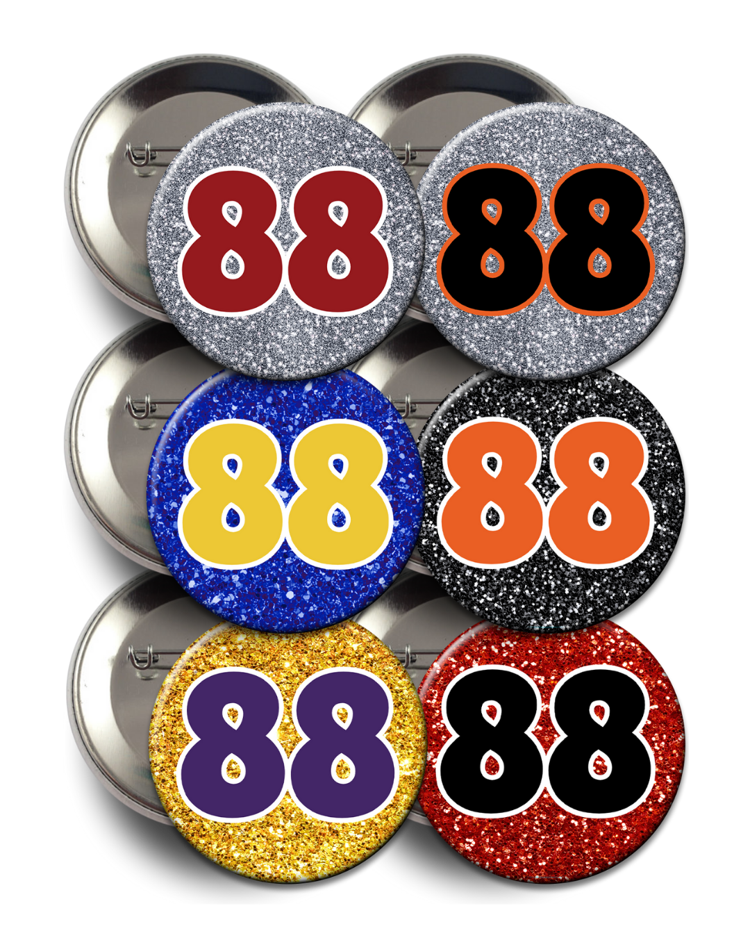 Custom Number with Glitter Background Button