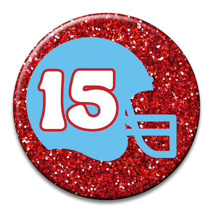 Custom Number Football Helmet Glitter Button