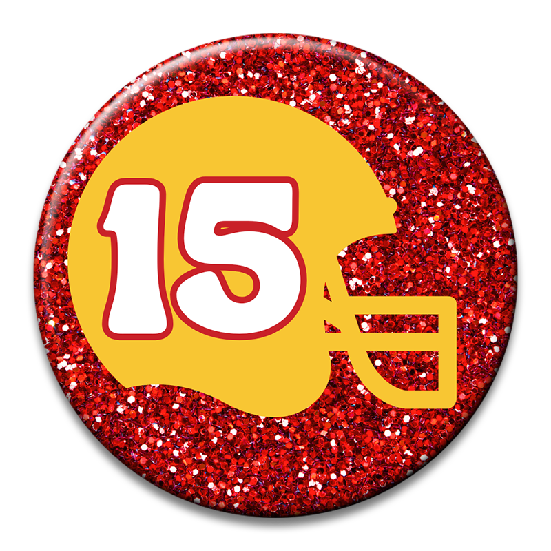 Custom Number Football Helmet Glitter Button