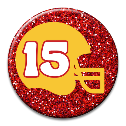 Custom Number Football Helmet Glitter Button