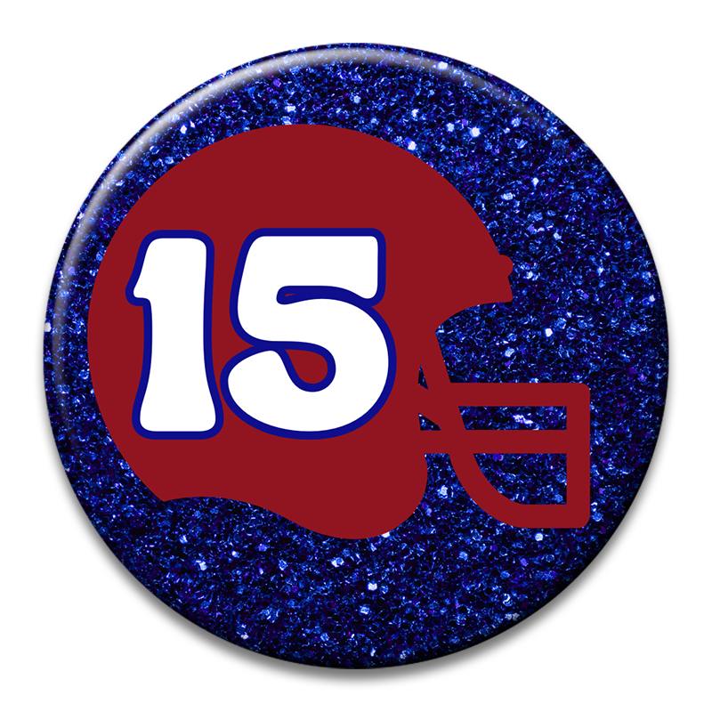Custom Number Football Helmet Glitter Button