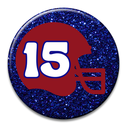 Custom Number Football Helmet Glitter Button