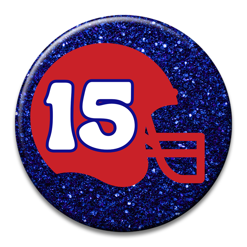 Custom Number Football Helmet Glitter Button