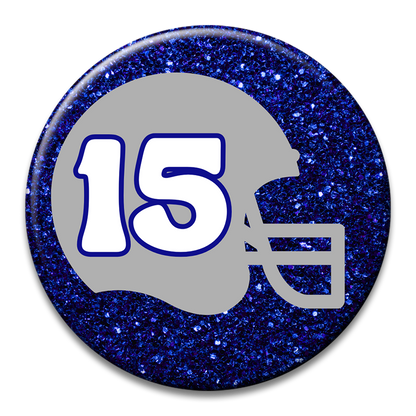 Custom Number Football Helmet Glitter Button