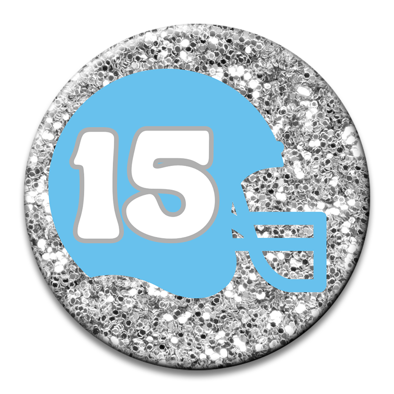 Custom Number Football Helmet Glitter Button