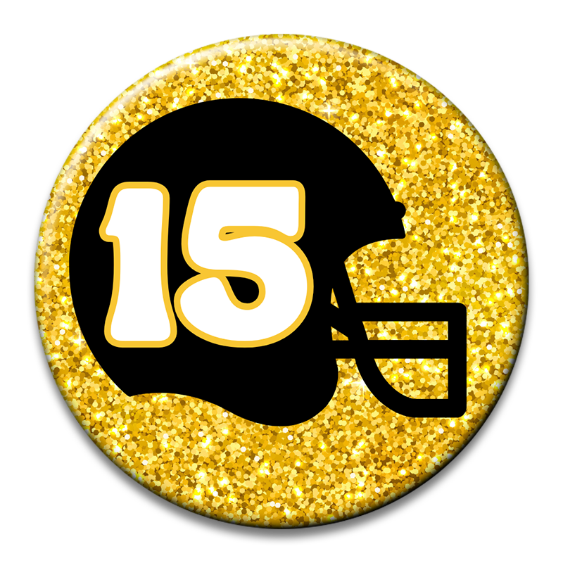 Custom Number Football Helmet Glitter Button