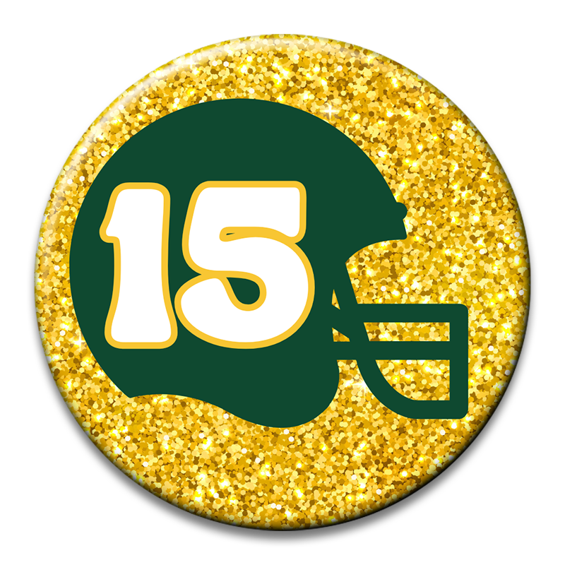 Custom Number Football Helmet Glitter Button