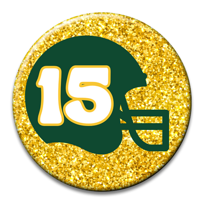 Custom Number Football Helmet Glitter Button
