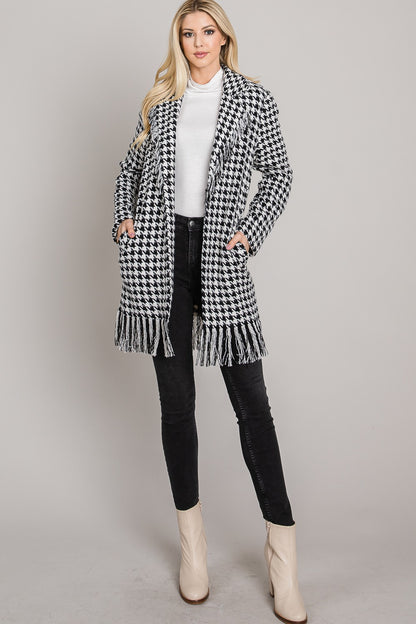 Take Me Away Houndstooth Tweed Coat